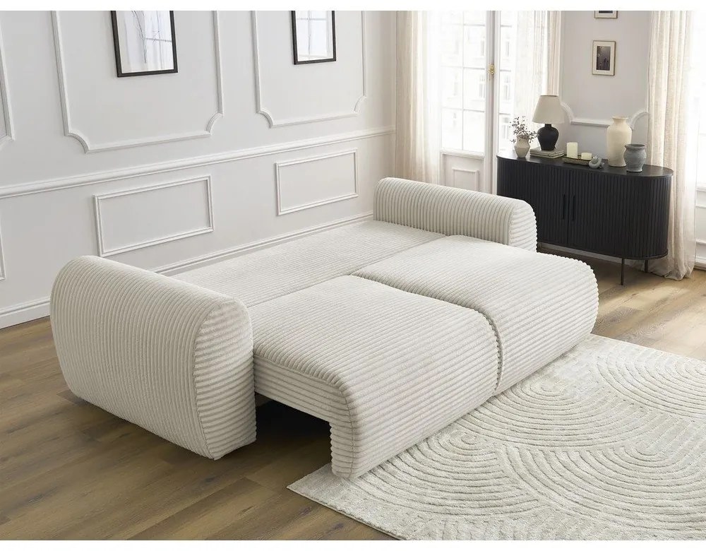 Krémová menčestrová rozkladacia pohovka 257 cm Lucien – Bobochic Paris