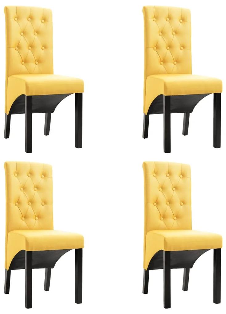 vidaXL Jedálenské stoličky 4 ks žlté látkové
