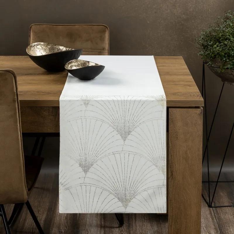 Dekorstudio Elegantný zamatový behúň na stôl BLINK 14 biely Rozmer behúňa (šírka x dĺžka): 35x220cm