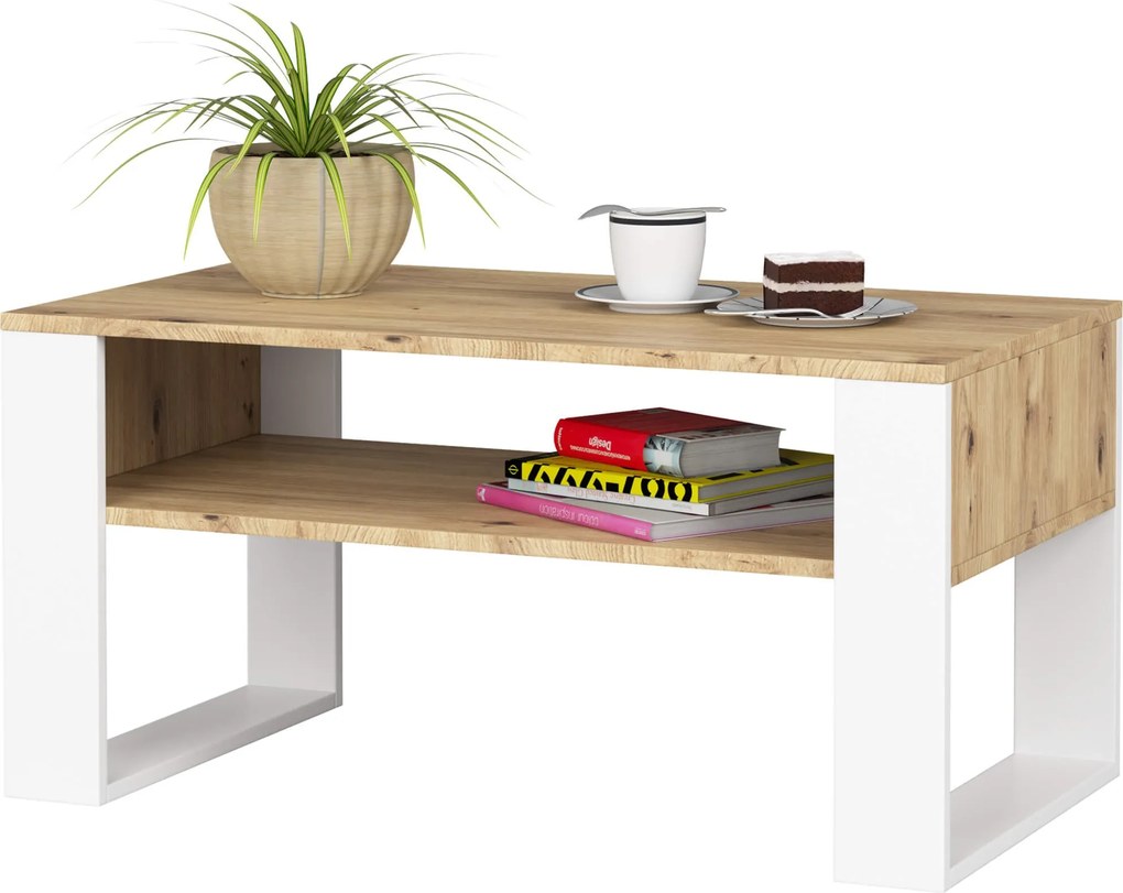 Konferenčný stolík DOMI dub artisan/biely
