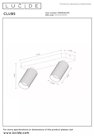 Lucide 09939/02/30 - Bodové svietidlo CLUBS 2xGU10/40W/230V čierna