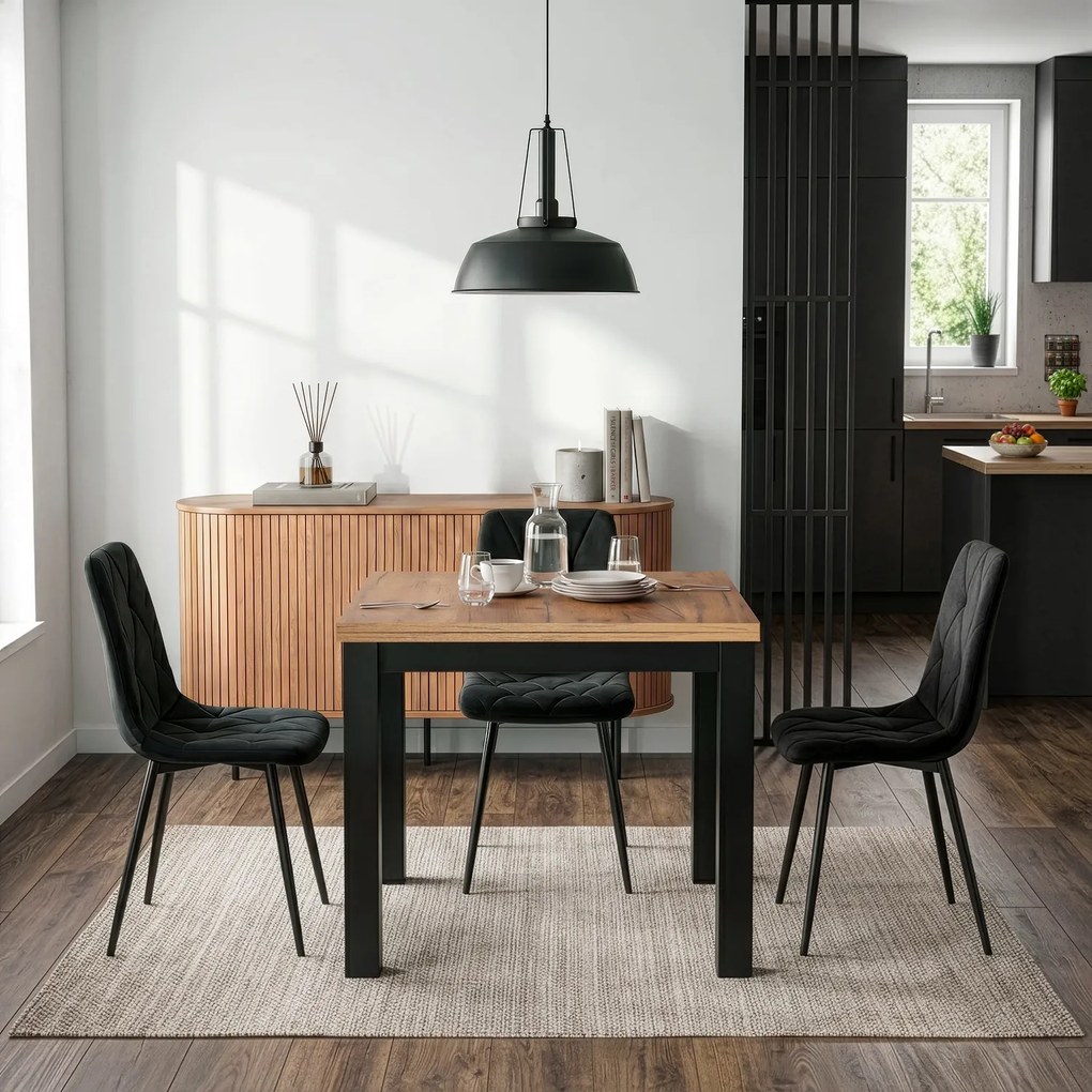 Vintino Rozkladací jedálenský stôl FELIX 80-160 cm – čierna / dub craft
