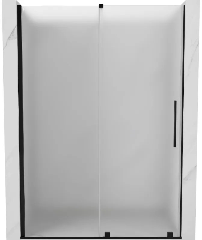 Mexen Velar, posuvné sprchové dvere do otvoru 130 cm, 8mm sklo námraza, čierna matná, 871-130-000-31-70