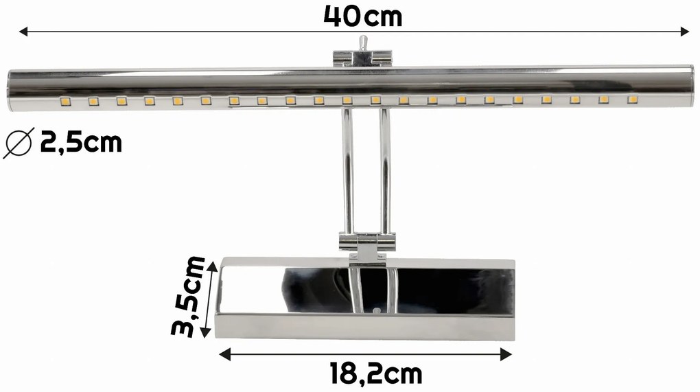 BERGE LED kúpeľňové nástenné svietidlo nad zrkadlo 5W 40cm teplé