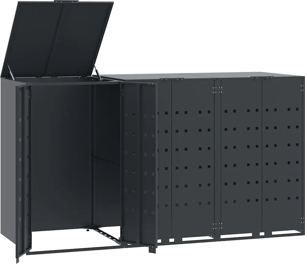 vidaXL Úložisko na 3 koše na kolieskach antracitové 207x79x117 cm oceľ