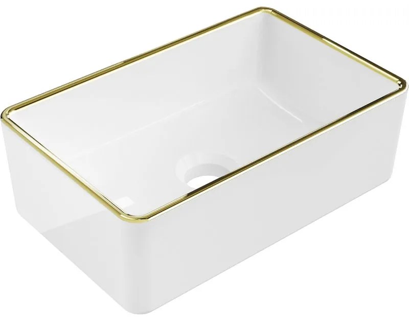 Mexen Nadia, umývadlo na dosku 365x235x120 mm, biela-zlatý okraj, 21613605