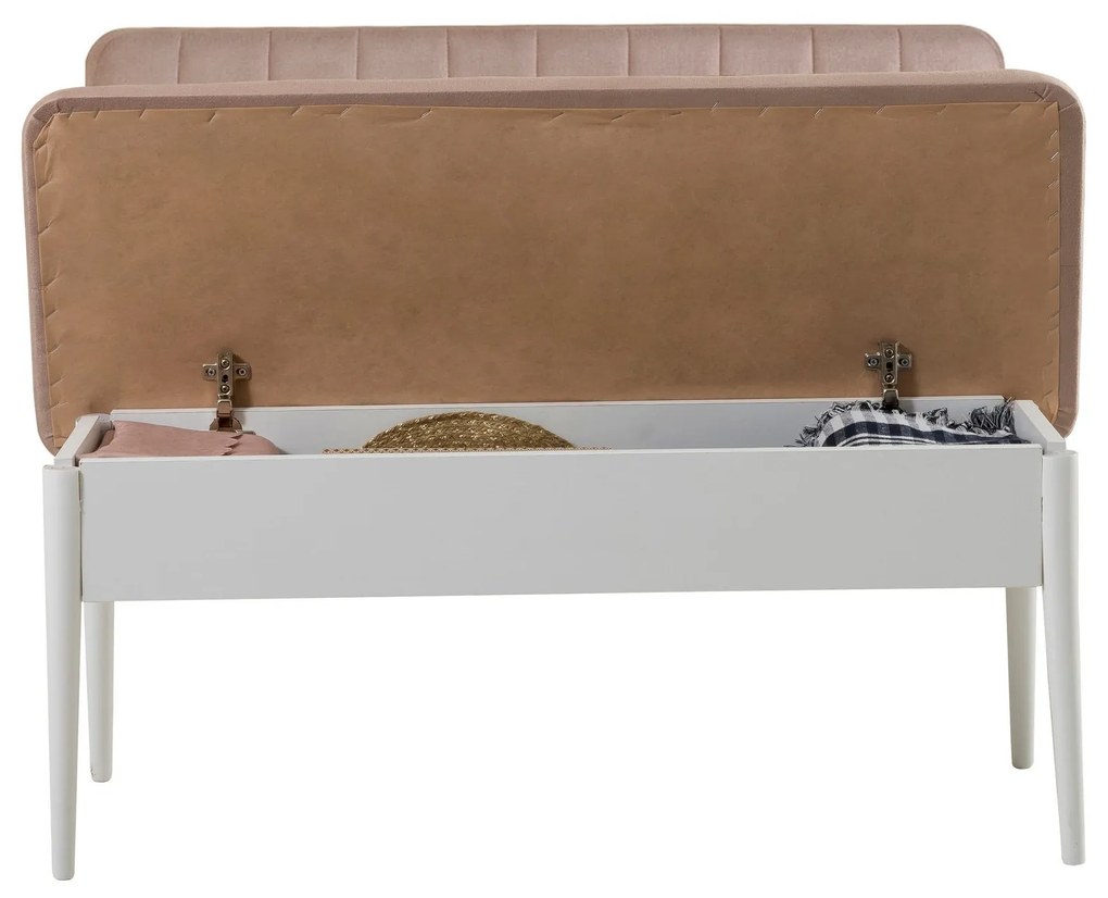 Lavica VINA s úložným priestorom 110 cm biela/béžová