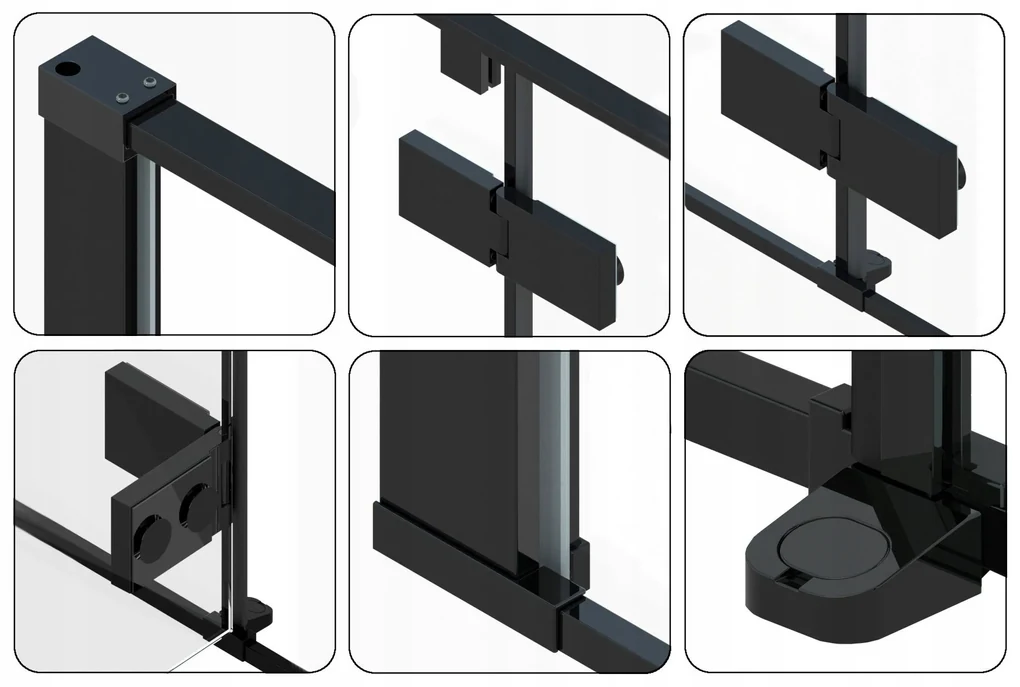 Rea Fargo Black, sprchový kút s krídlovými dverami 90 (dvere) x 90 (stena) x 195 cm, 6mm číre sklo, čierny profil, REA-K6318