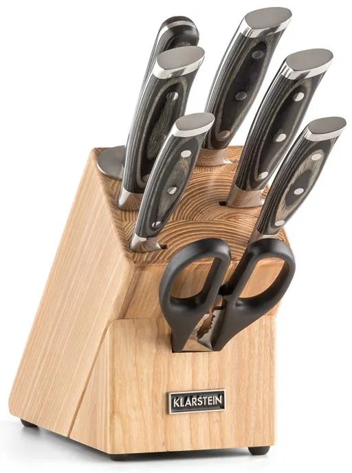 Klarstein Katana 8, sada nožov, 8-dielna, nožnice, ocieľka, blok na nože