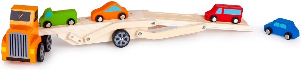 MULTISTORE Drevené nákladné auto + 4 autá Ecotoys
