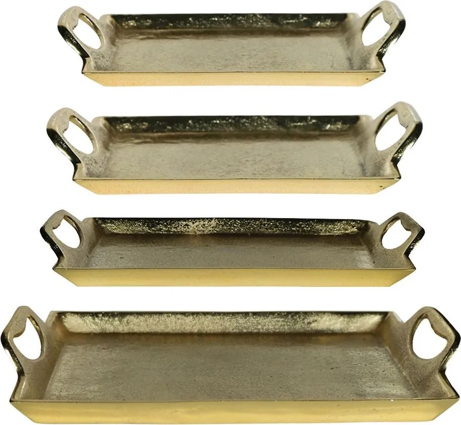 Zlatý kovový servírovací podnos s uchami Tray Raw S - 25*13*5cm
