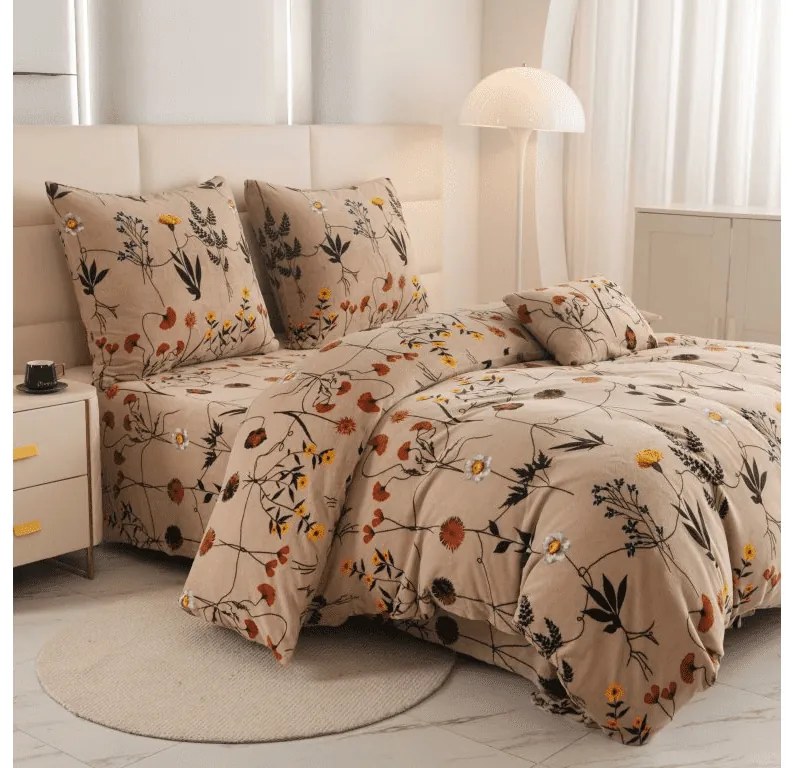 Obliečky mikroplyš HERBÁR béžové Rozmer obliečok: 2 ks 70 x 90 cm | 200 x 220 cm