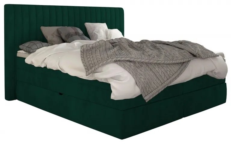 Hector Čalouněná postel boxspring Minola 180x200 lahvově zelená