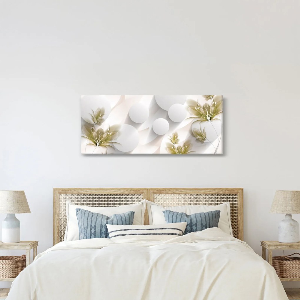 Obraz - 3D kruhy s kvetinami (120x50 cm)