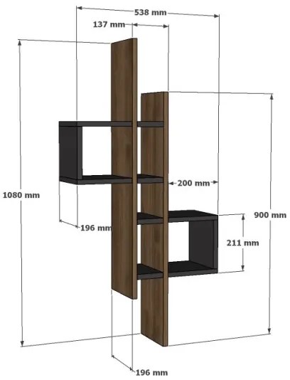 Nástenná polica EMSE 108x53,8 cm hnedá/antracit