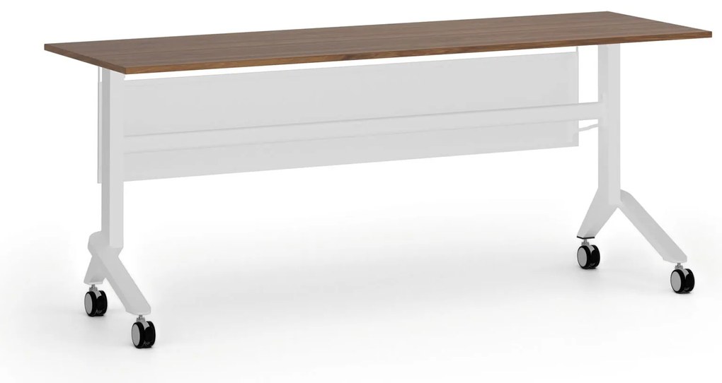 Mobilný stôl PRIMO MOVE, 180x60 cm, biela podnož, orech