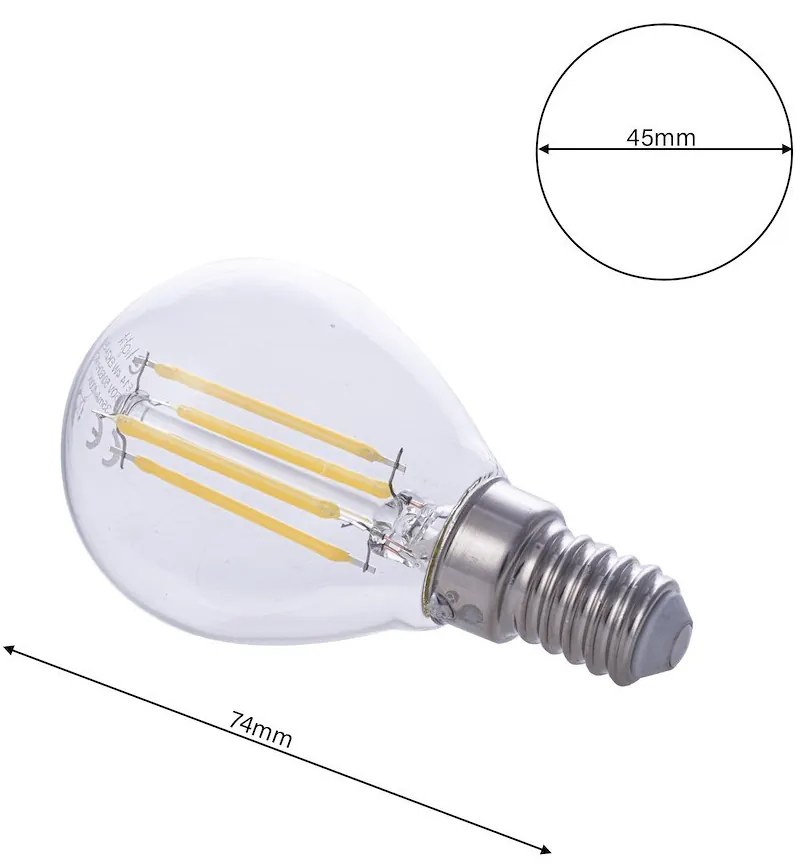 Dekoračná LED žiarovka E14 neutrálna 4000k 4w 400 lm