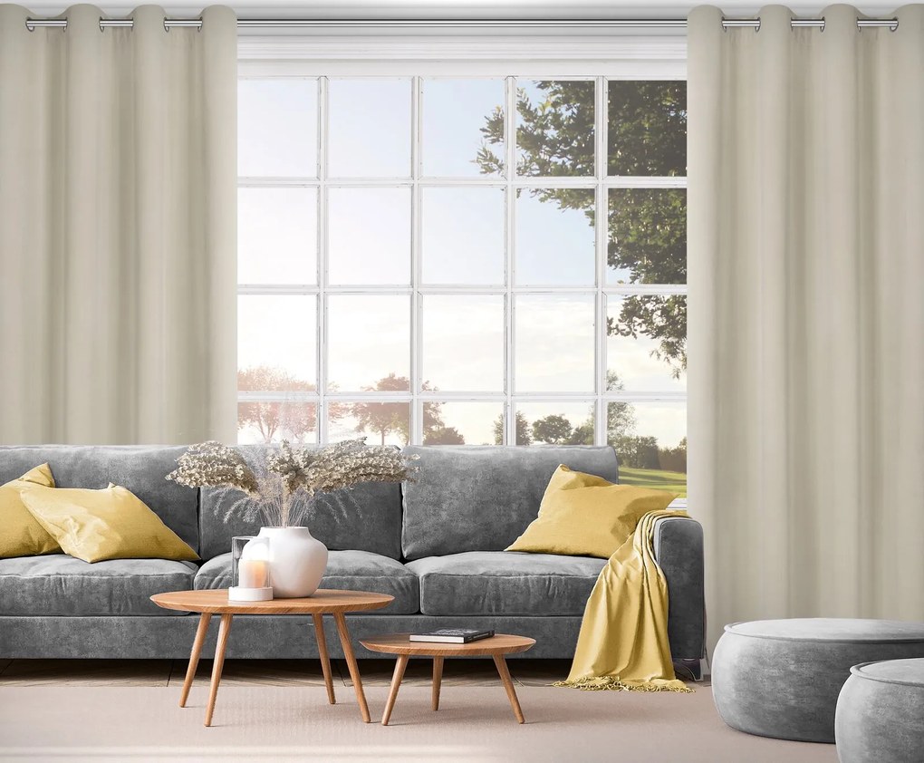 ZATEMŇOVACÍ ZÁVES (100%) NA KRÚŽKOCH NITA 140X250 CM BÉŽOVÁ