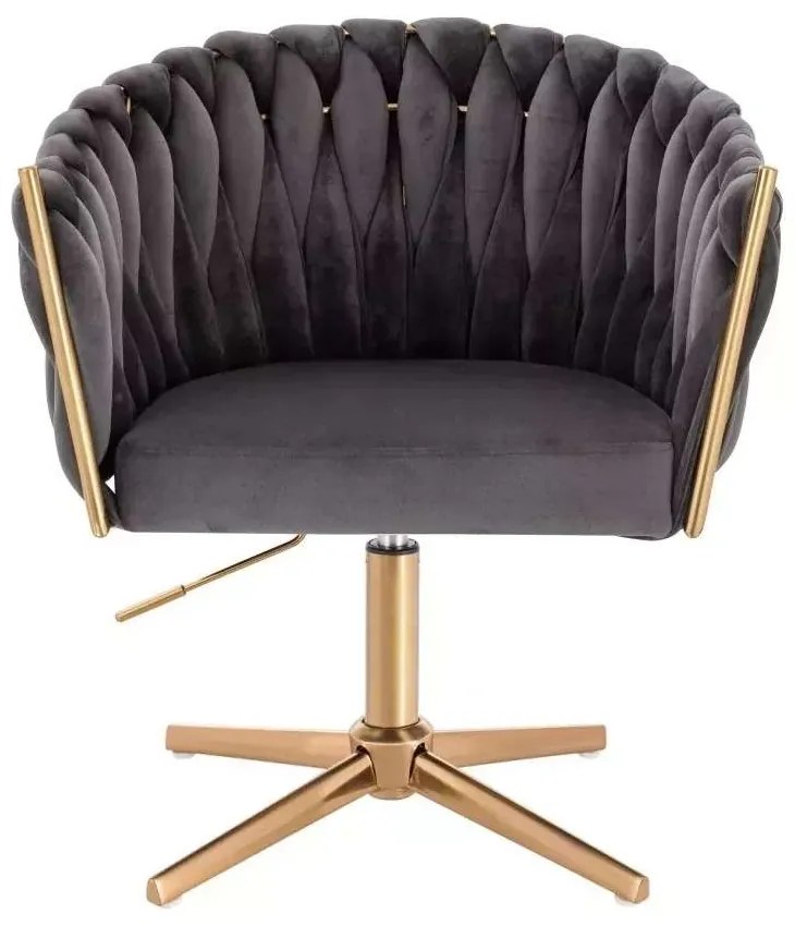 LuxuryForm DESIGN Kreslo NORDEN VELUR na zlatom kríži - tmavo šedé