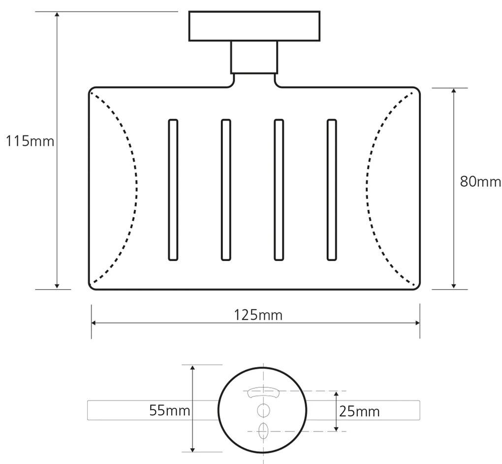 Sapho Sapho, X-ROUND mydeľnička obdĺžniková s otvormi, chróm, XR804