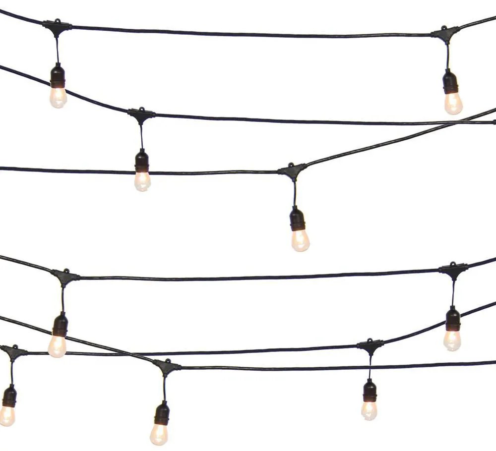 Vodeodolná svetelná dekoračná reťaz, 15 ks E27 LED žiaroviek, 14,6 m, teplá biela