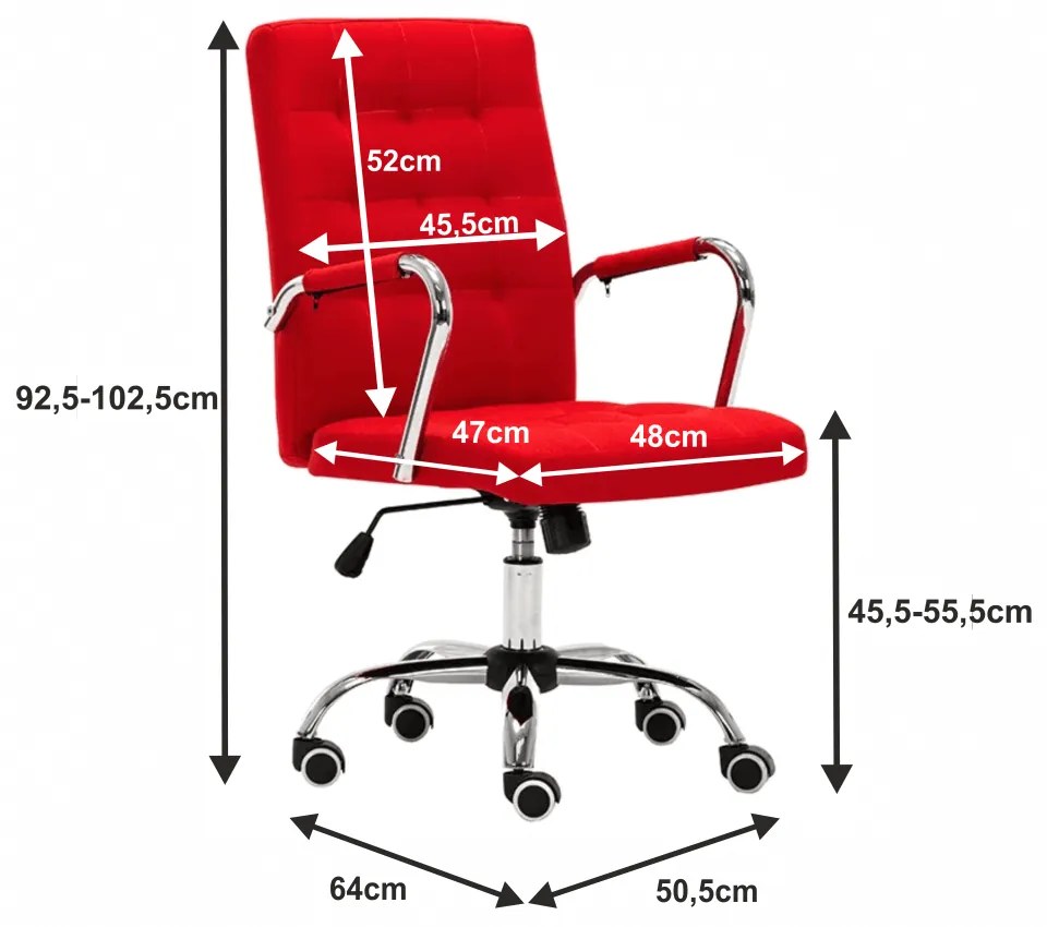 Kancelárske kreslo s podrúčkami Morgen - červená / chróm