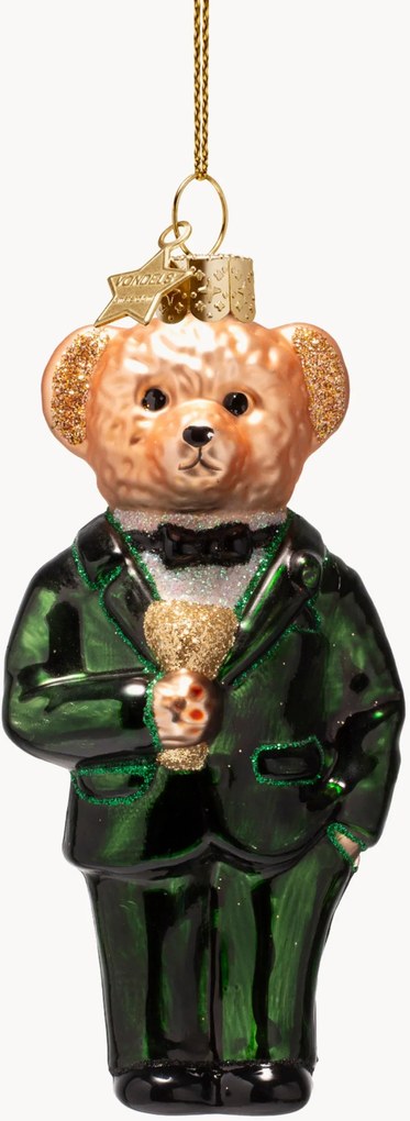 Ručne fúkaná vianočná ozdoba Bear In Clothes