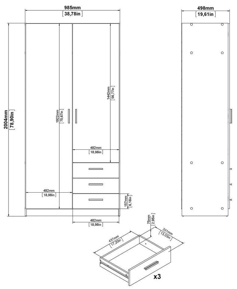 Šatníková skriňa v dekore duba v prírodnej farbe 99x200 cm Sprint – Tvilum