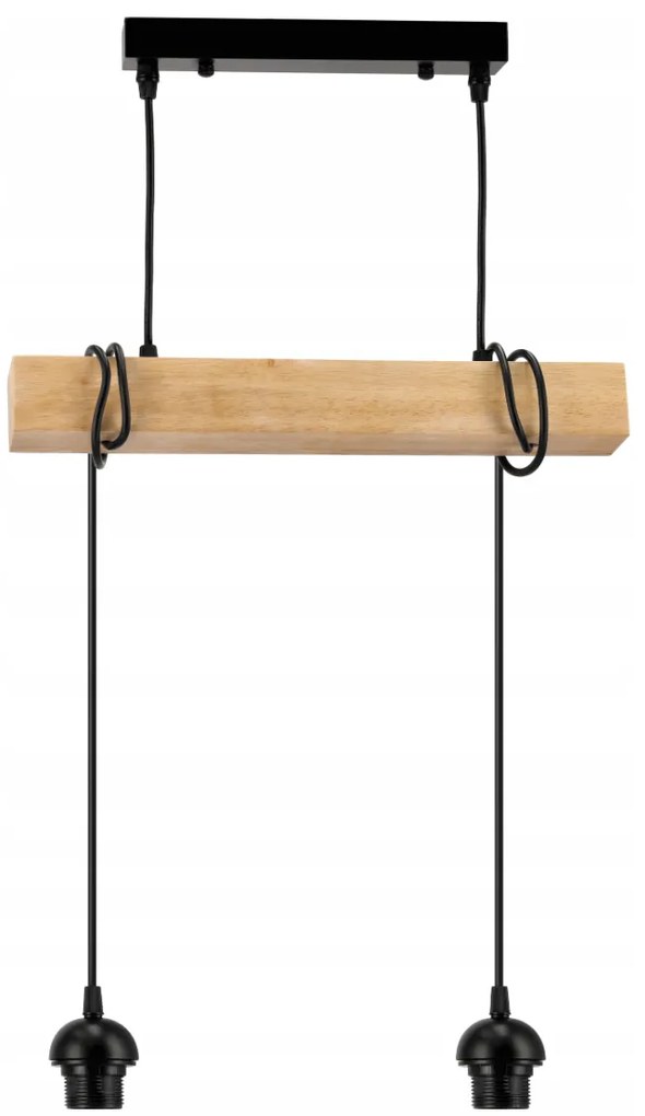 BERGE LED závesné stropné svietidlo, drevený trám, 2xE27, Diamond White Luster
