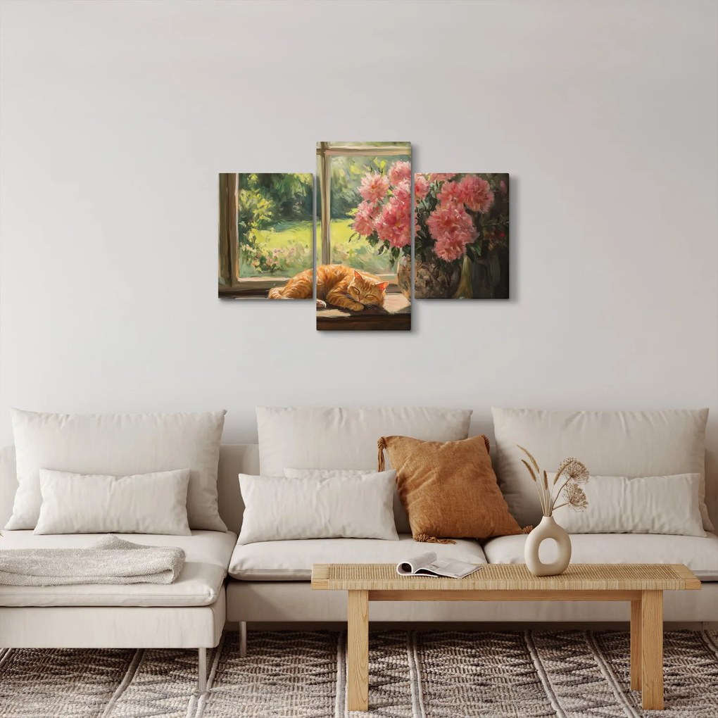 Obraz - Mačka na okne (90x60 cm)