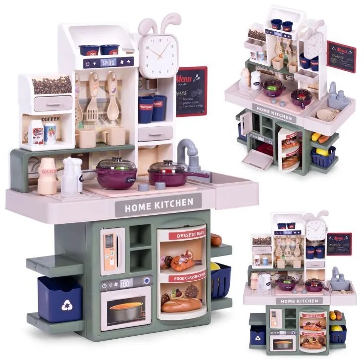 Kompaktná detská kuchynka s LED a generátorom pary + 35 ks doplnkov