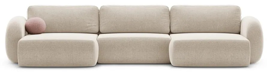 Béžová ženilková rozkladacia/s úložným priestorom rohová pohovka (do tvaru "U") Tonale – Cosmopolitan Design