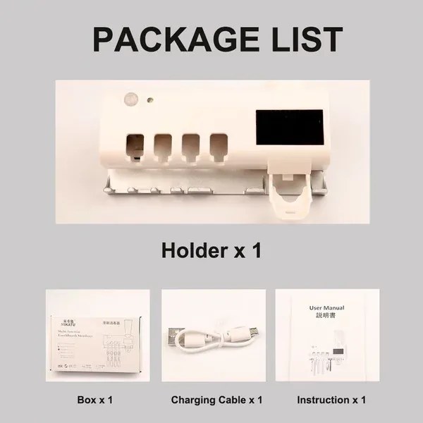 Zaparkorun Solárny nástenný sterilizátor zubných kefiek - Bielá