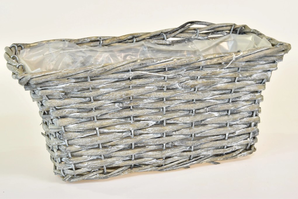 Prútený truhlík šedý Rozmery (cm): 34x17, ma. 15
