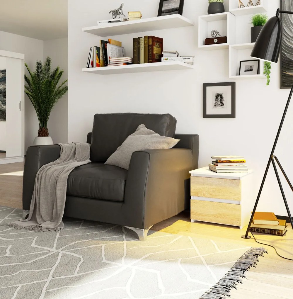 Noční stolek CL2 40 cm bílý/dub sonoma