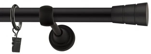 Dekorstudio Garniža jednoradová BASIC čierna matná 19mm Dĺžka: 140cm, Typ uchytenia: Držiak modern, Typ príslušenstva: Krúžky tiché so štipcami