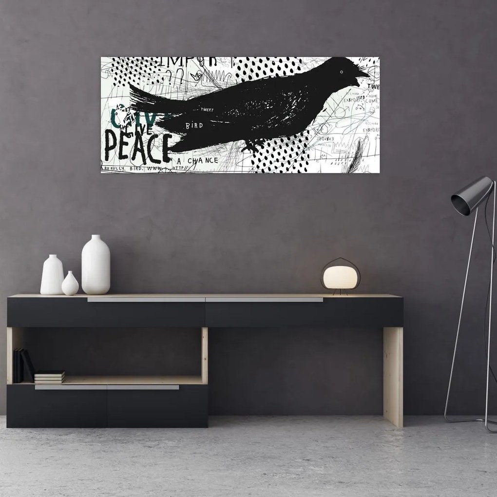 Obrázok - Street art - bird (120x50 cm)