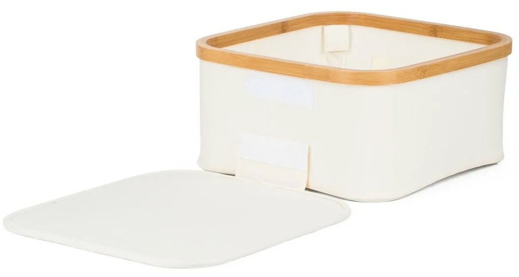 Úložný box G21 30 x 30 x 15 cm, bambusový s vekom, béžový