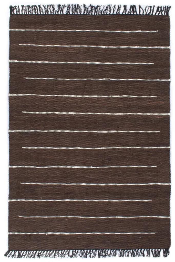 vidaXL Ručne tkaný koberec Chindi hnedý 160x230 cm bavlnený