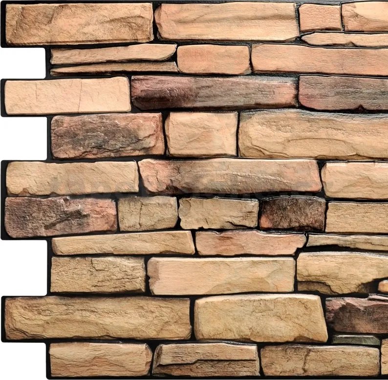 Obkladové panely 3D PVC TP10006921, cena za kus, rozmer 980 x 498 mm, kameň prírodný, GRACE