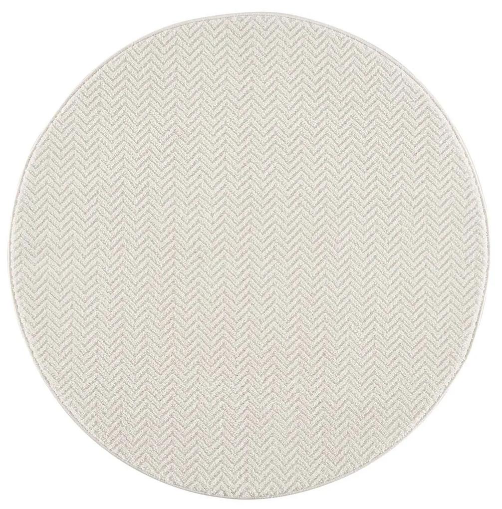 Dekorstudio Okrúhly jednofarebný koberec FANCY 805 -  smotanovo biely Priemer koberca: 200cm