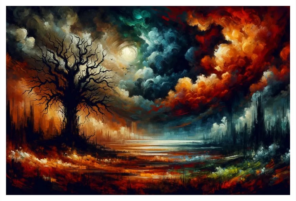 Obraz dramatická obloha a strom života