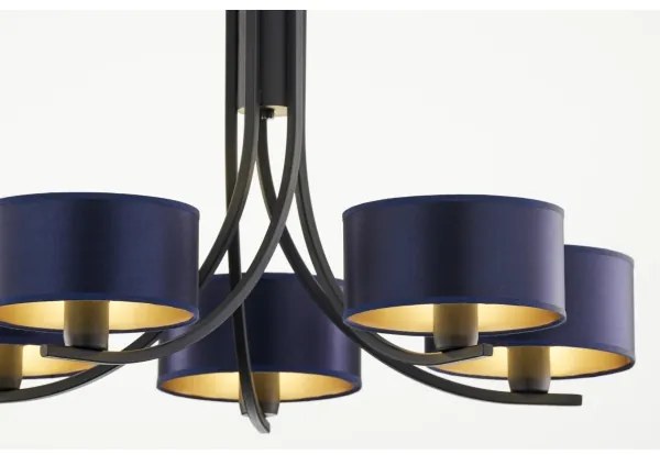 Jupiter 2101 - Luster na reťazi ARTHUR 5xE27/15W/230V modrá/čierna