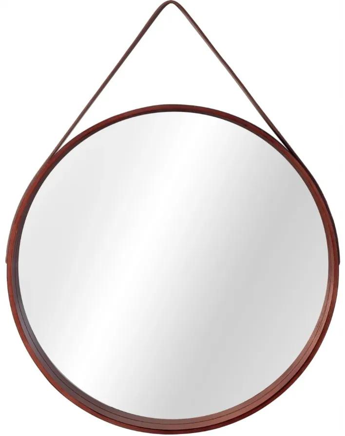 Rea Tutumi, okrúhle drevené zrkadlo na pásku 50 cm, tmavá hnedá, HOM-06325