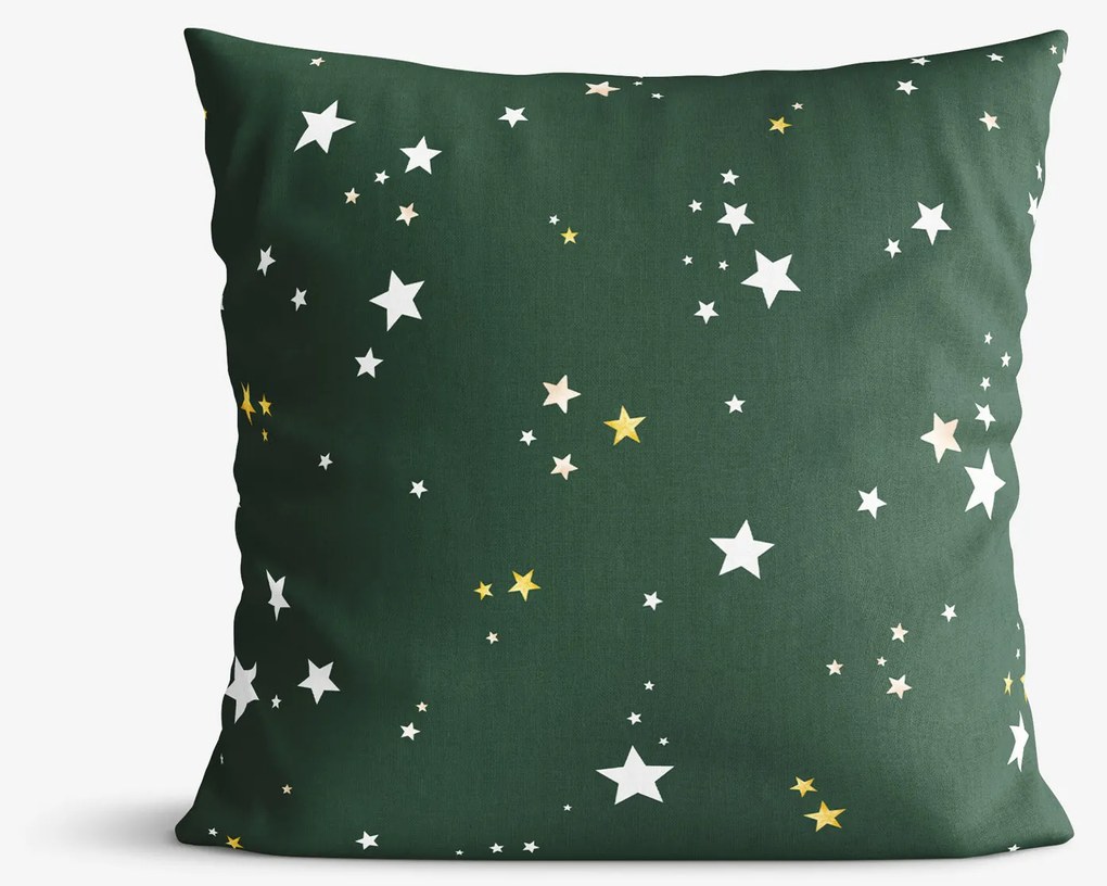 Goldea vianočná dekoračná obliečka na vankúš - hviezdičky na zelenej 50 x 50 cm