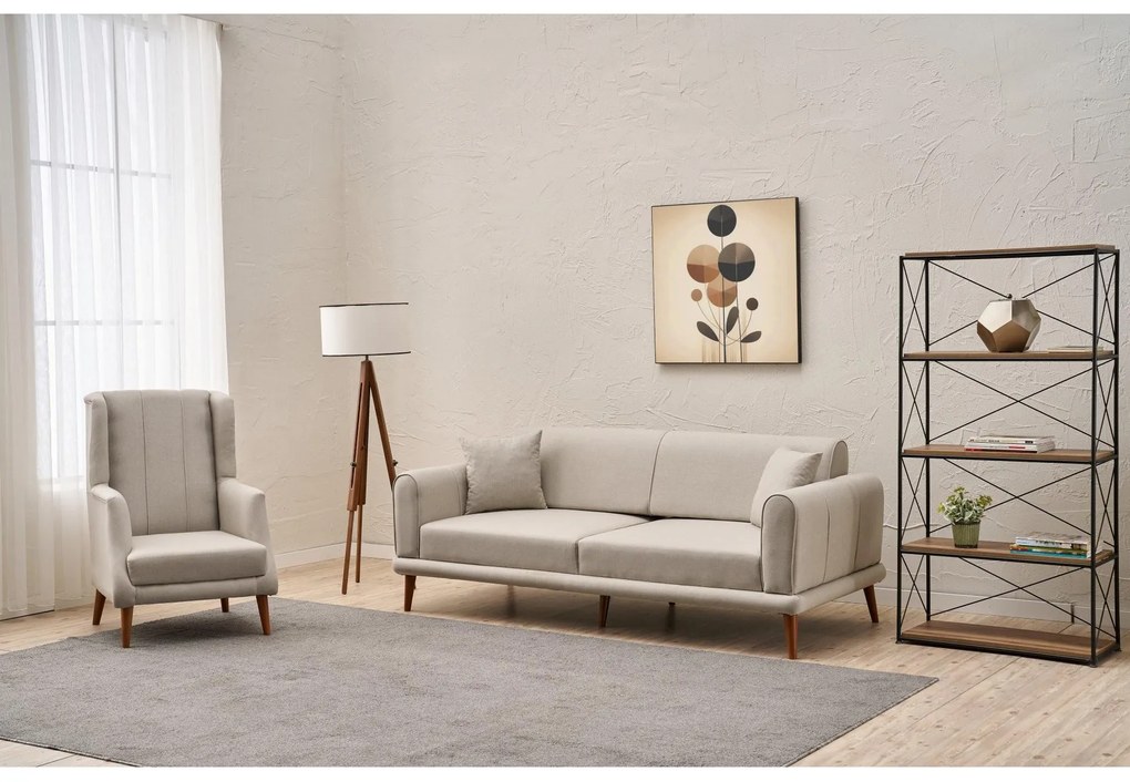 Kreslo Sorenella (krémová + orech). Akcia -19%. Vlastná spoľahlivá doprava až k Vám domov. 1106565