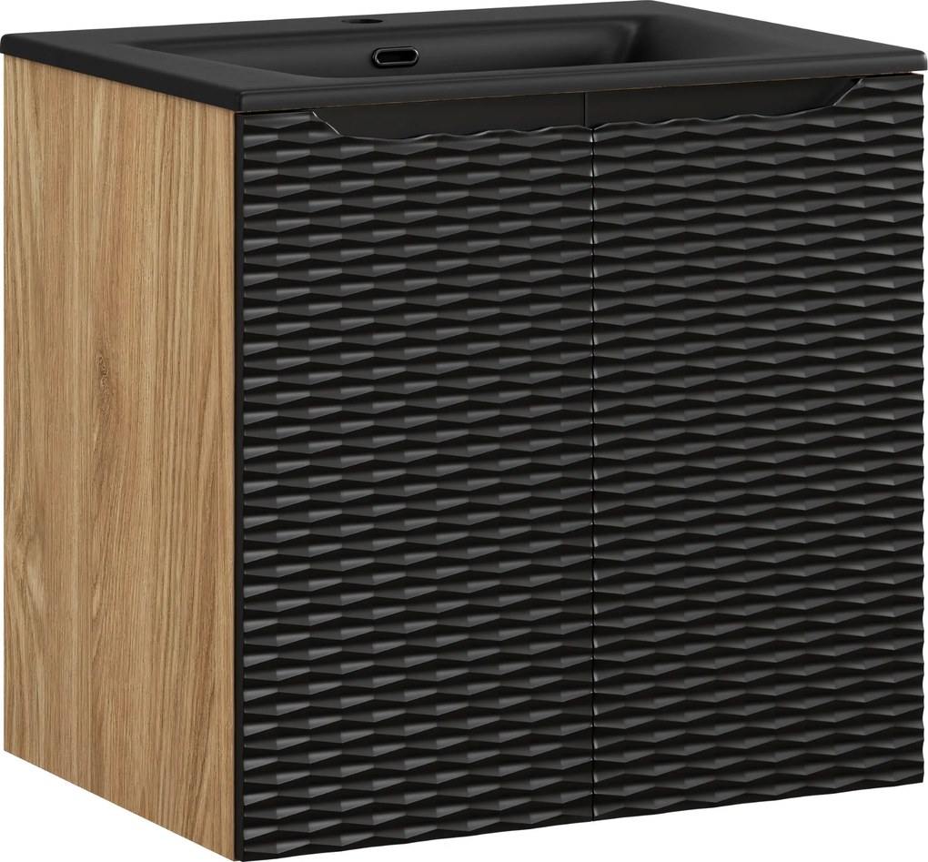 Comad Kúpeľňová skrinka s keramickým umývadlom Ocean Black 60 cm - čierna mat
