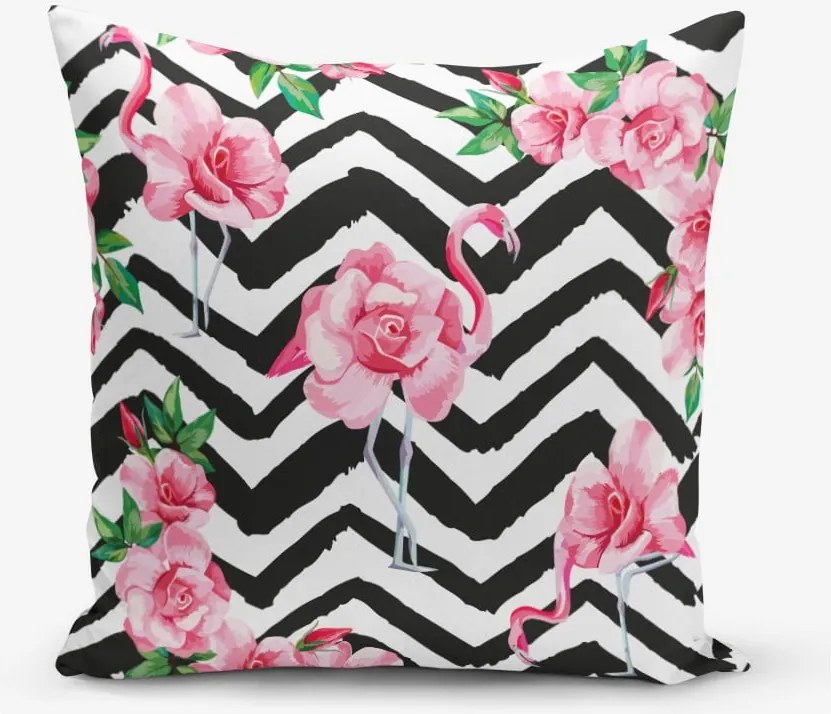 Obliečka na vankúš s prímesou bavlny Minimalist Cushion Covers Stripped Flamingo, 45 × 45 cm
