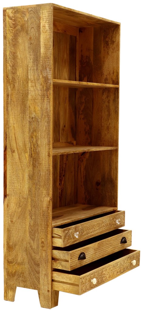 furniture-nabytek.cz - Knihovna do obýváku 90x180x35 z masivního dřeva mango