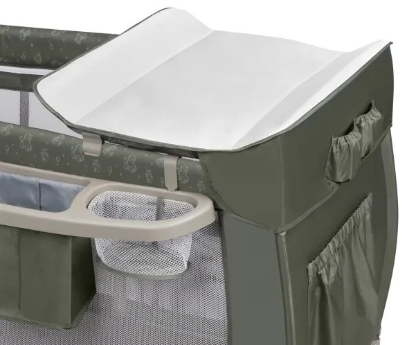 Lionelo - Cestovná postieľka SVEN PLUS béžovo-olivová